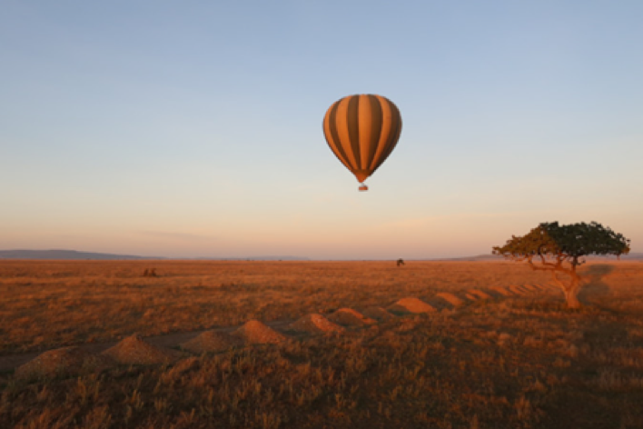 romantic morning hot air balloon ride in Africa