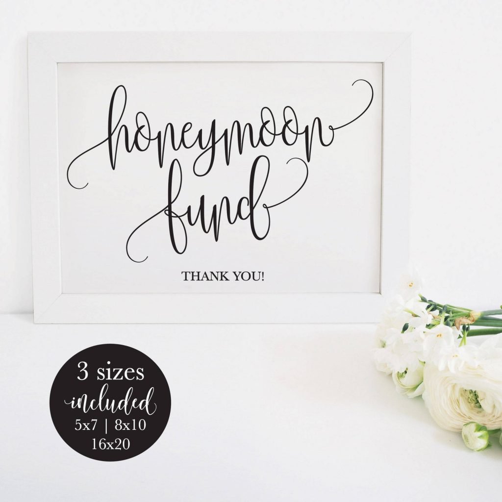 Honeymoon Fund Printable Sign