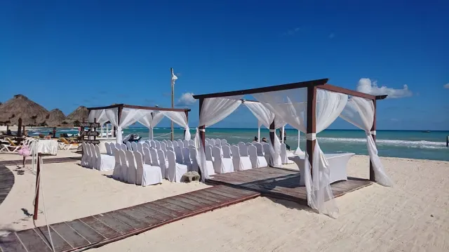 beachfront wedding setup in Mexico