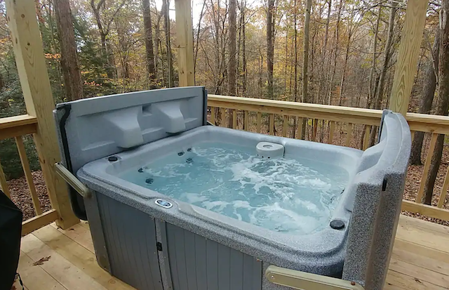 Log cabin hot tub