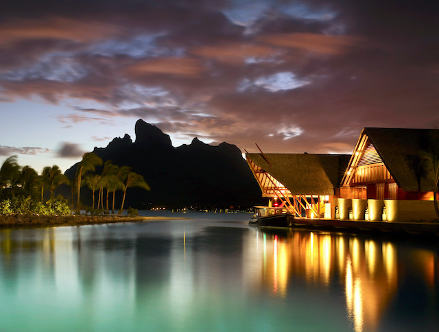 Bora Bora Four Seasons at night