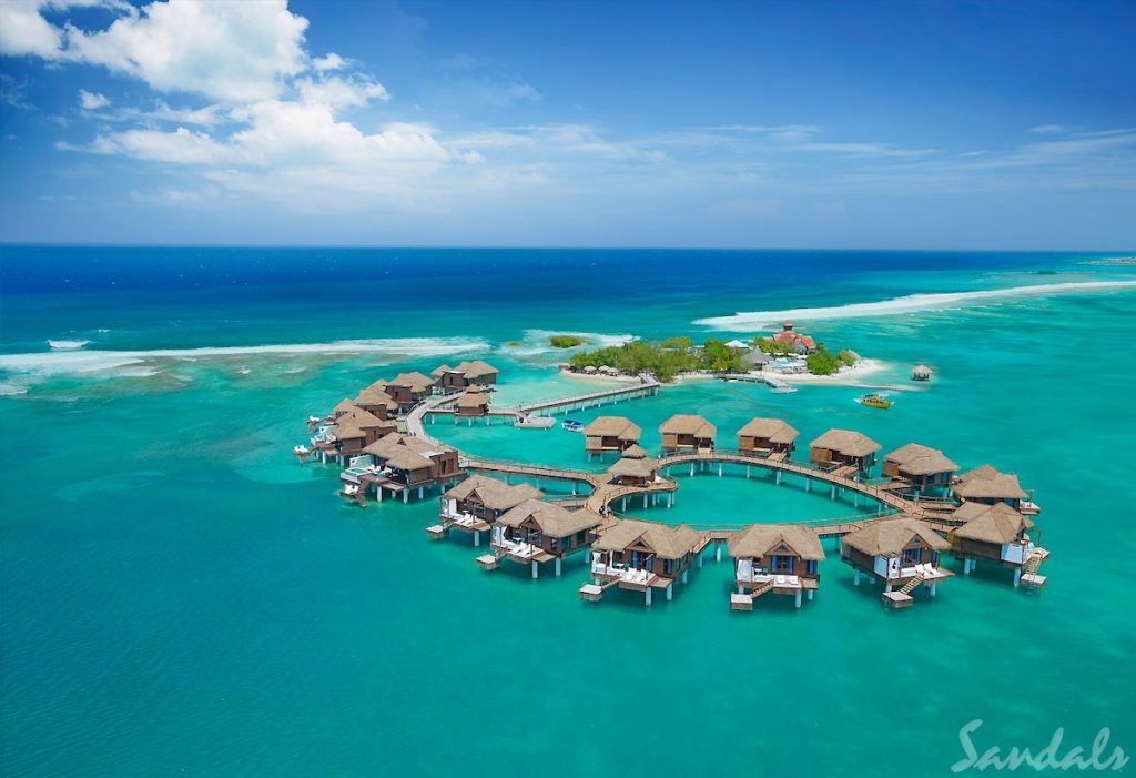 Heart shaped overwater bungalow area