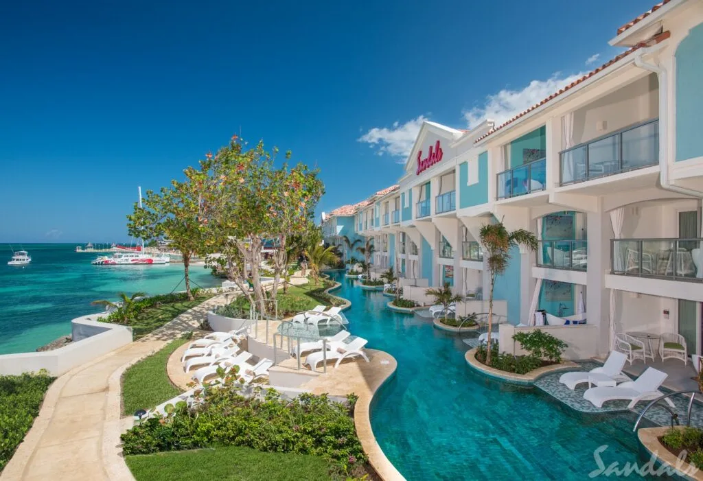 Sandals Montego Bay room suites with pools and an view of the ocean