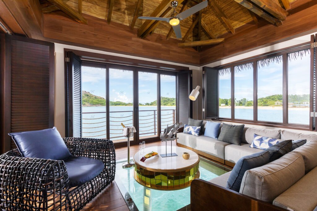 Royalton Antigua overwater bungalow living room