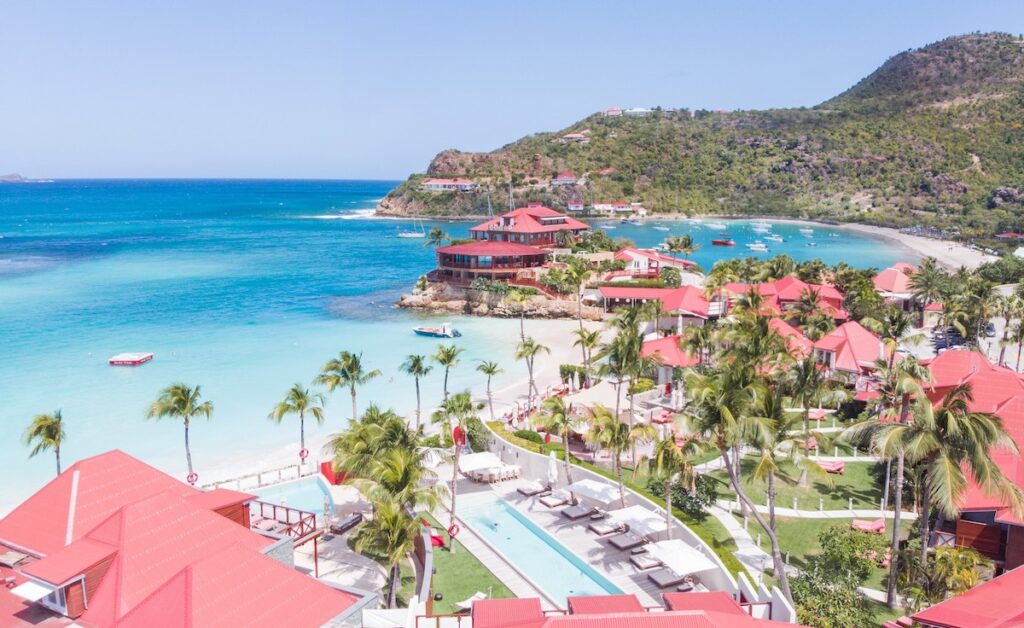 View of bungalows and pools at Eden Rock St. Barths.